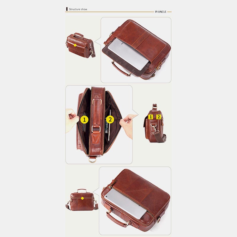 Men's Genuine Leather Business Crossbody Shoulder Bag