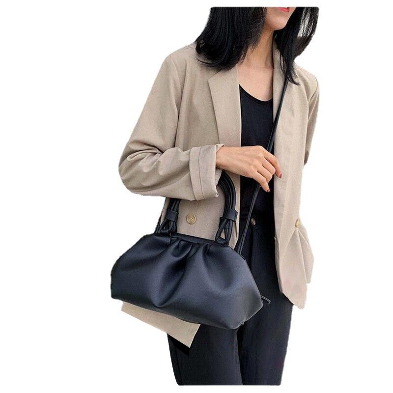 Casual Fashionable Ladies' Soft Leather Dumpling Shape Handbags