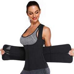 Zipper Double Belts Waist Corset Weight Loss Slimming Sweat Vest Workout Body Tank Top