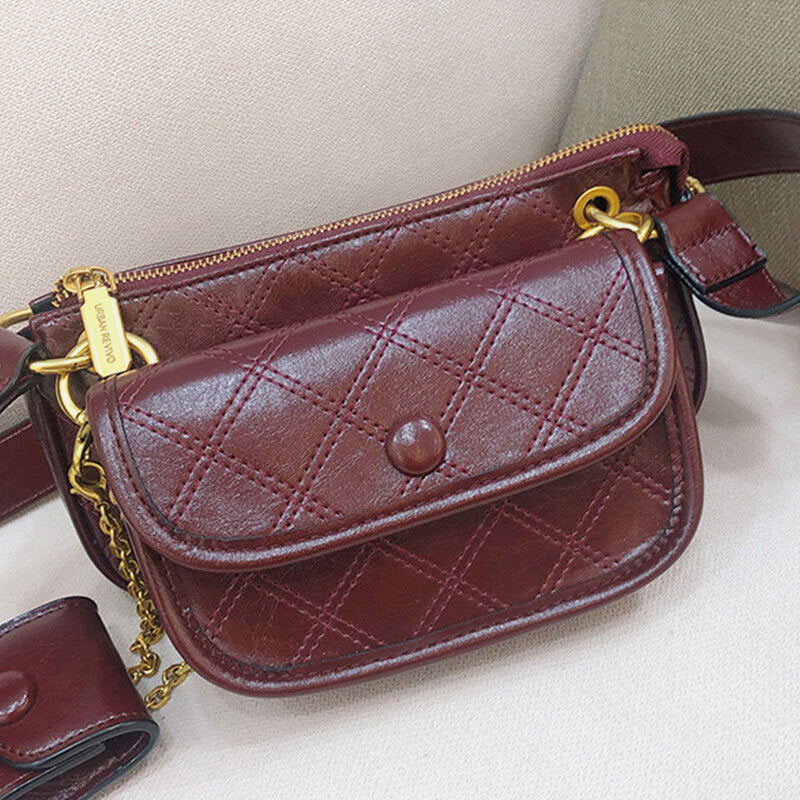 Women Fashion 3Pcs Argyle Solid Shoulder Bag Crossbody