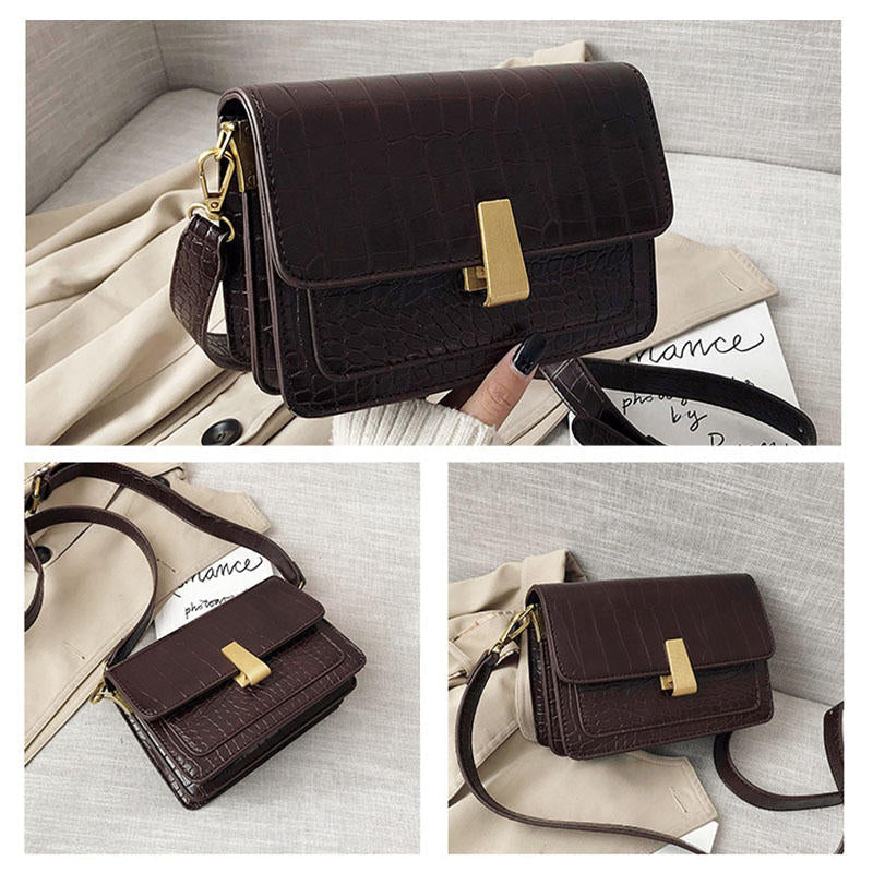 Women Vintage Lizard Grain Crossbody Bag Shoulder