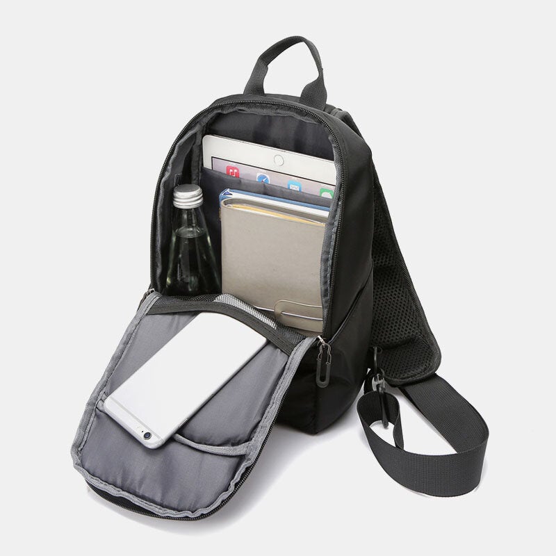 Men's Waterproof Oxford Crossbody Bag with USB Charging, Large Capacity, Multi-Layer Sling