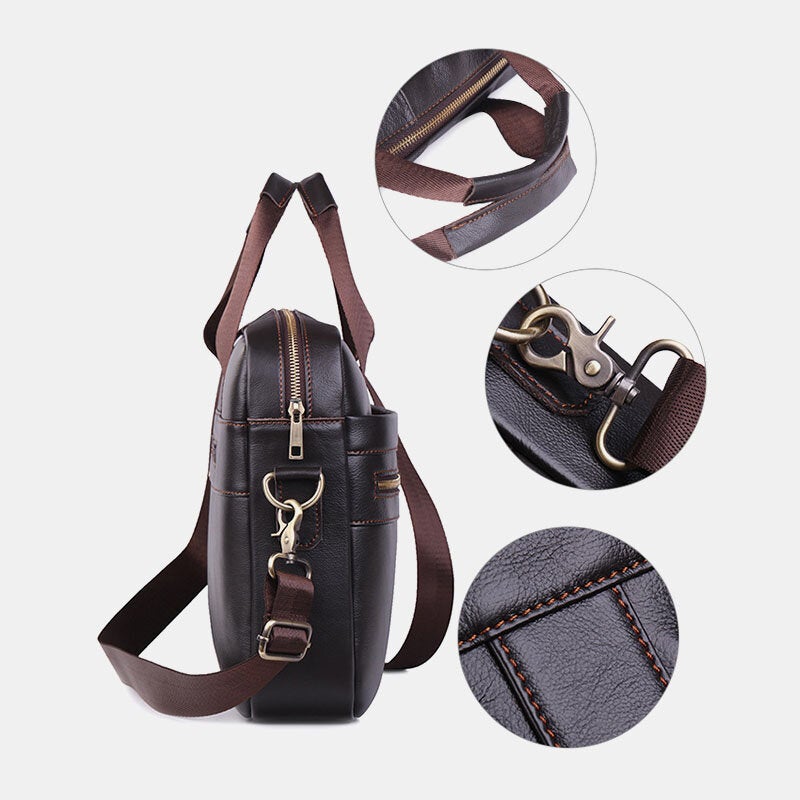 Men's Genuine Leather Multi-Function Travel Handbag & Crossbody Bag