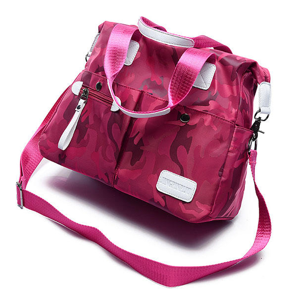 Women Nylon Camouflage Tote Handbags Front Pockets Shoulder Bags Crossbody