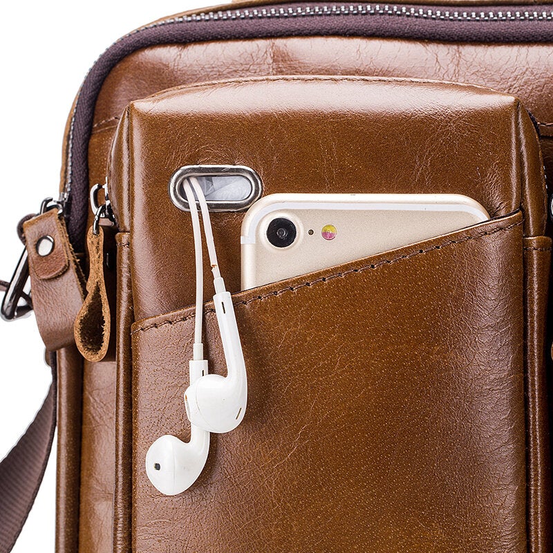Men Genuine Leather Crossbody Bag