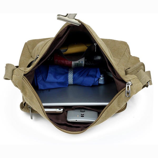 Men's Large Canvas Messenger Bag - Casual Travel Crossbody