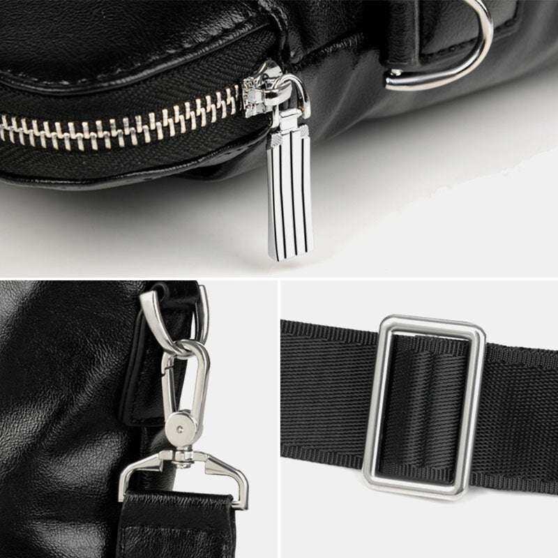 Men Business Large Capacity Waterproof Solid Color Crossbody Bag Handbag