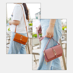 Women Faux Leather Double Layer Multifunction Phone Bag Crossbody