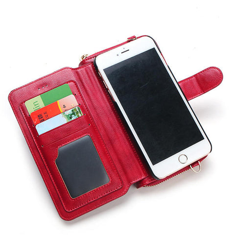 Women 5.5 Inches Cell Phone Wallet PU Leather Clutch Bag Crossbody