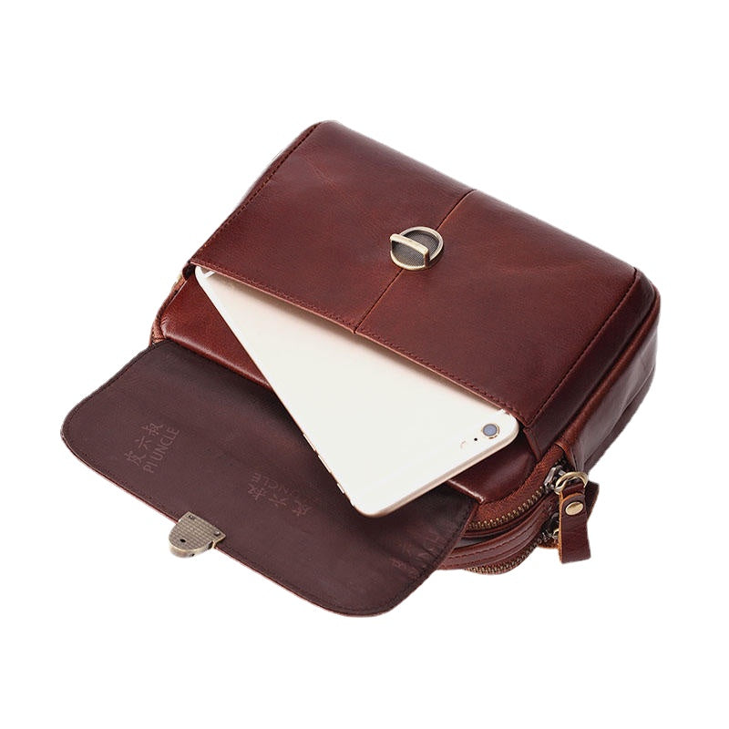 Men's Genuine Leather Crossbody Phone Bag - Small Handbag