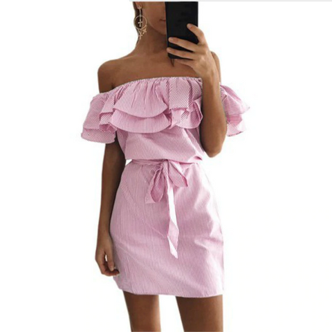 フリルカラー包帯サンドレスカジュアルセクシーサマードレス