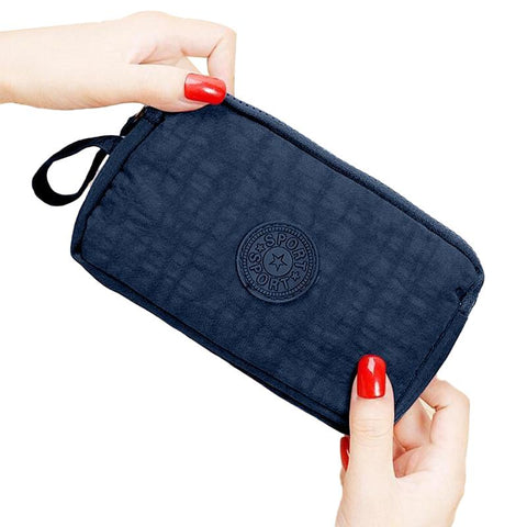 Stylish Leisure Women's Canvas Purse With 3 Layer For Phone Cards Keys Money