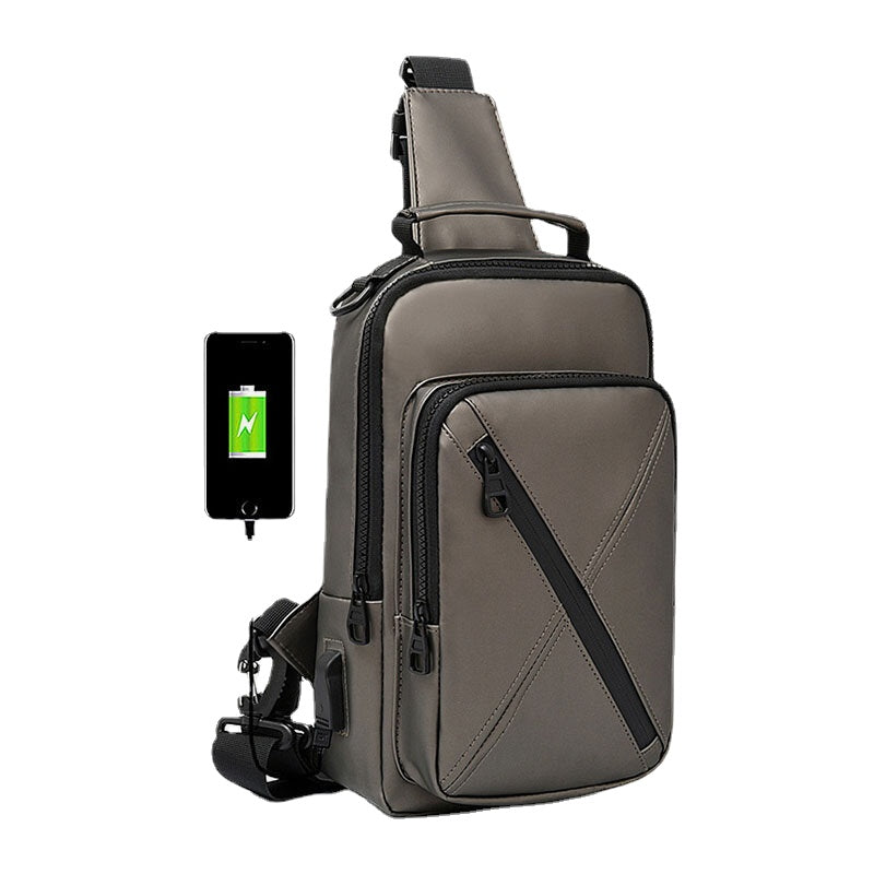 Men Polyester Multi-carry Medium Capacity With USB Charging Chest Bag Shoulder Bag
