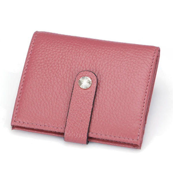 Women Hasp Short Wallets Genuine Leather Purse Card Holder Coin Bags