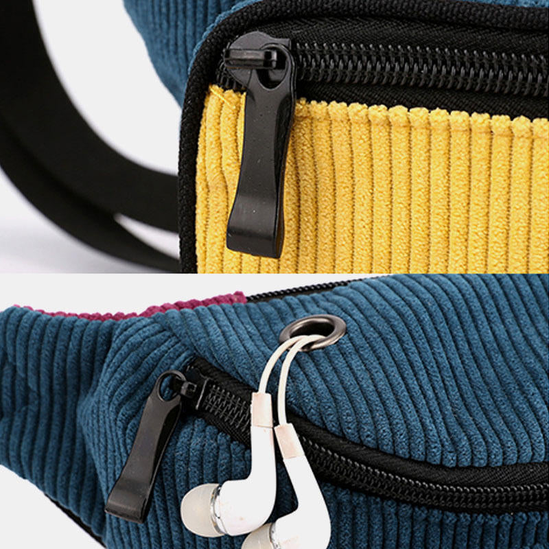 Women Men Fashion Multi-Color Waist Bag Shoulder Chest Crossbody With Headphone Port