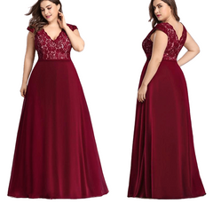 Elegant Burgundy A-Line Sleeveless Lace Dress - Sheseelady