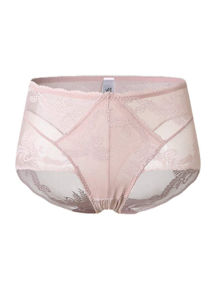 Women's High Waist Floral Lace Lingerie Panties - Breathable & See-Through