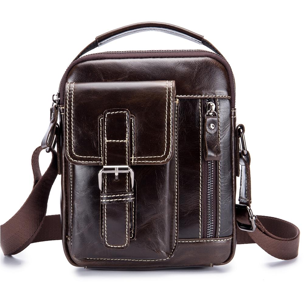 Men's Classic Leather Crossbody Bag - Casual Business Shoulder Handbag