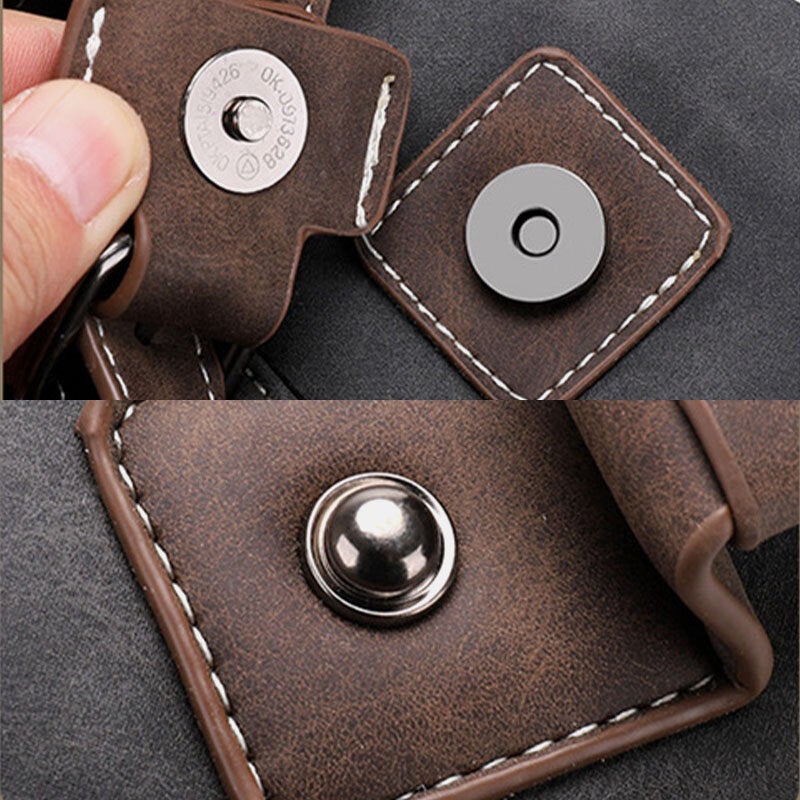 Men's Retro Faux Leather Multi-pocket Crossbody Travel Bag