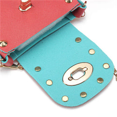 Women Chain Rivet Shoulder Bags Lock 6.5 Inch Phone Case Crossbody