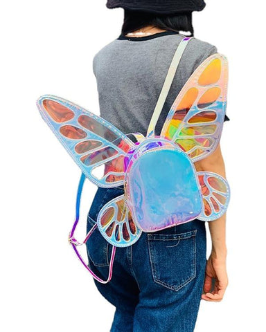 Casual Fashion Women's Mini Leather Backpack With Butterfly Wings For Travel School