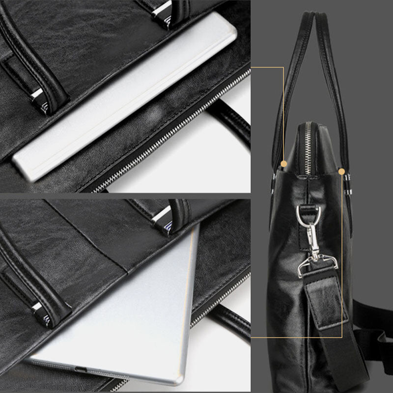 Men Business Large Capacity Waterproof Solid Color Crossbody Bag Handbag