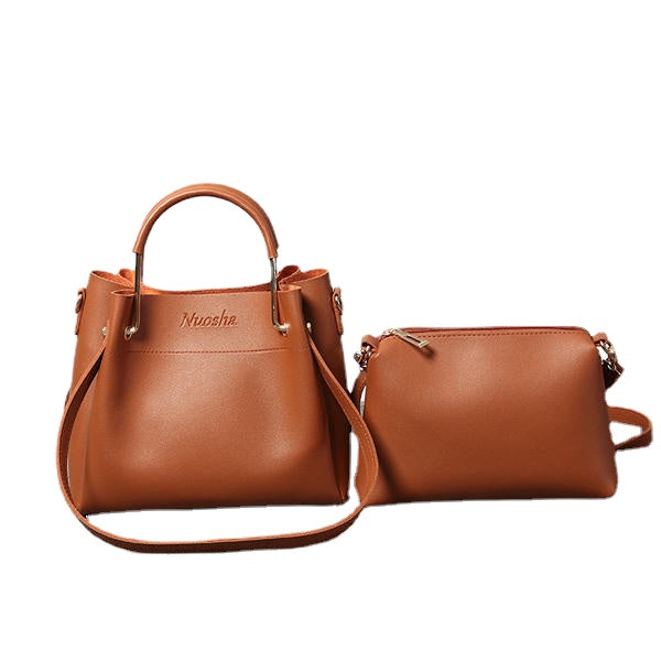 Women Faux Leather Two-piece Set Bucket Bag Handbag Shoulder