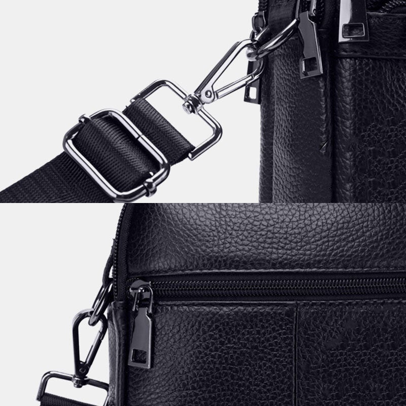 Men's Genuine Leather Anti-theft Crossbody Bag with Multi-pocket Functionality