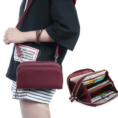 Women Solid 8 Card Slot Bag Multi-slot Phone Leisure Crossbody