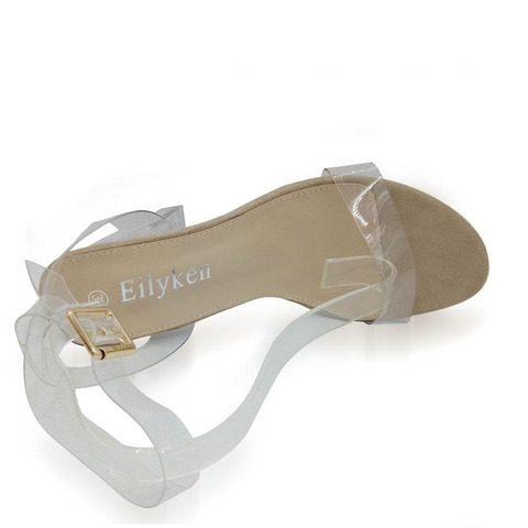 Sandales en gelée cristal léopard à bout ouvert talons hauts femmes sandales à talons transparents pantoufles