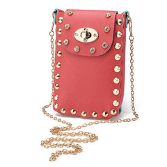 Women Chain Rivet Shoulder Bags Lock 6.5 Inch Phone Case Crossbody