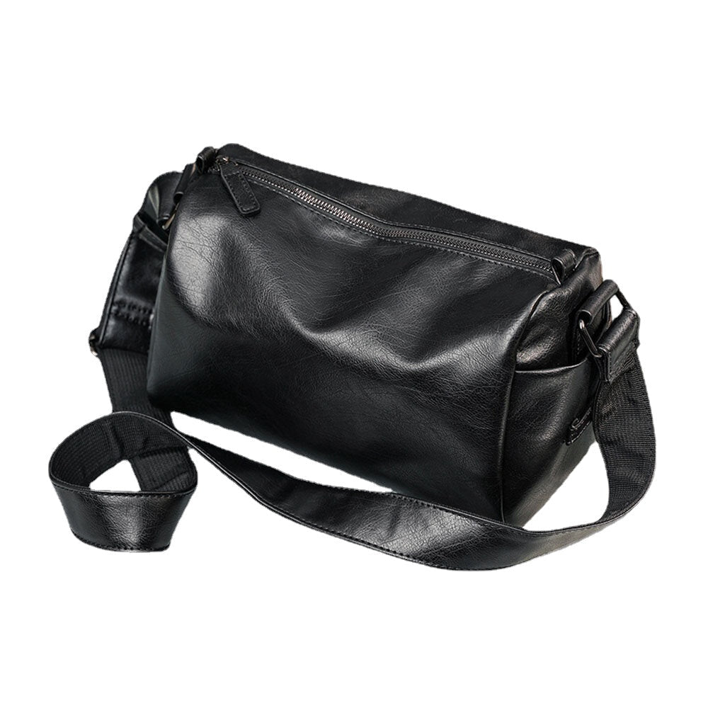 Men's Vintage Faux Leather Crossbody Bag - Large Capacity, Multifunction Shoulder Bag