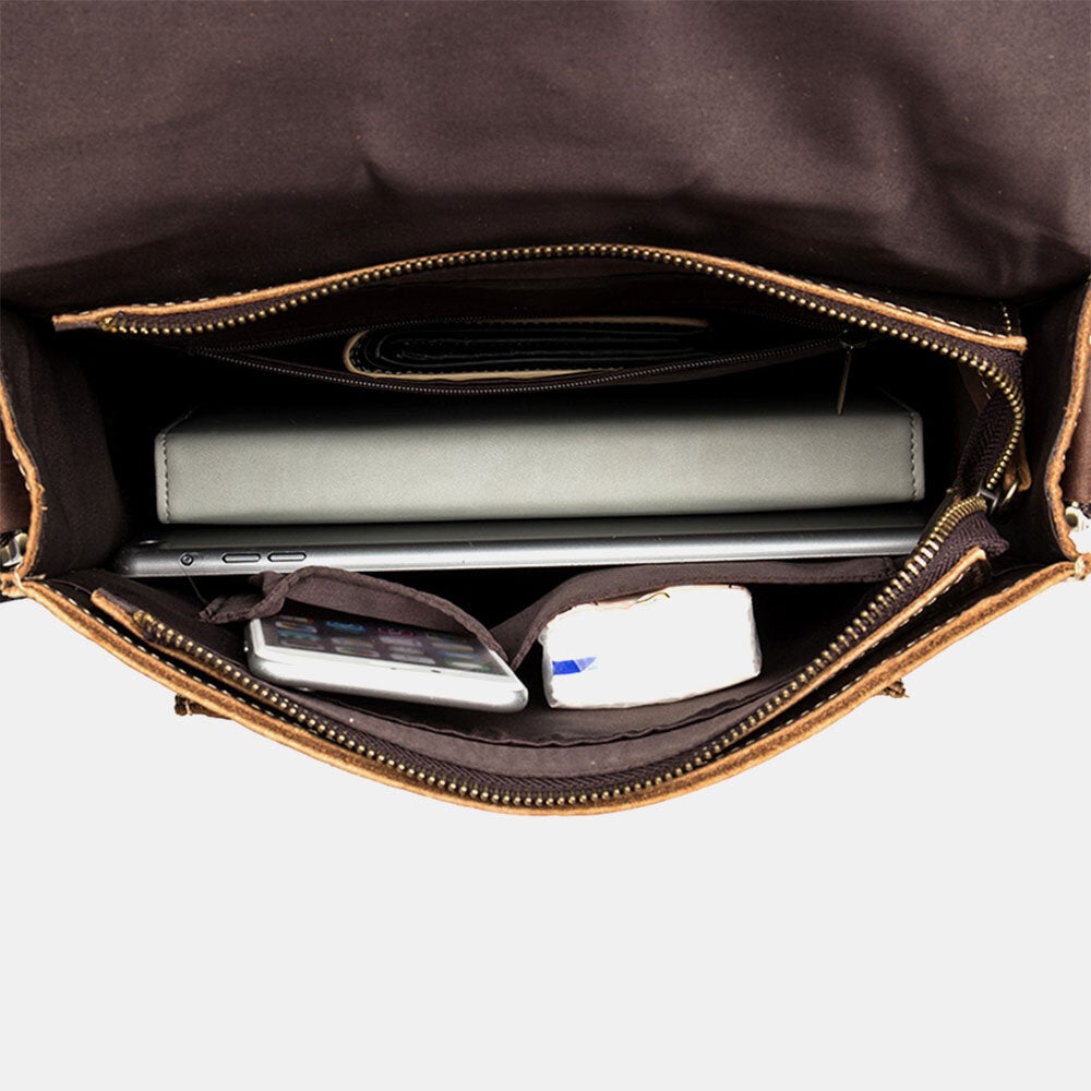 Men's Vintage PU Leather Crossbody Bag - Large Capacity, Multifunctional, Casual Shoulder Bag