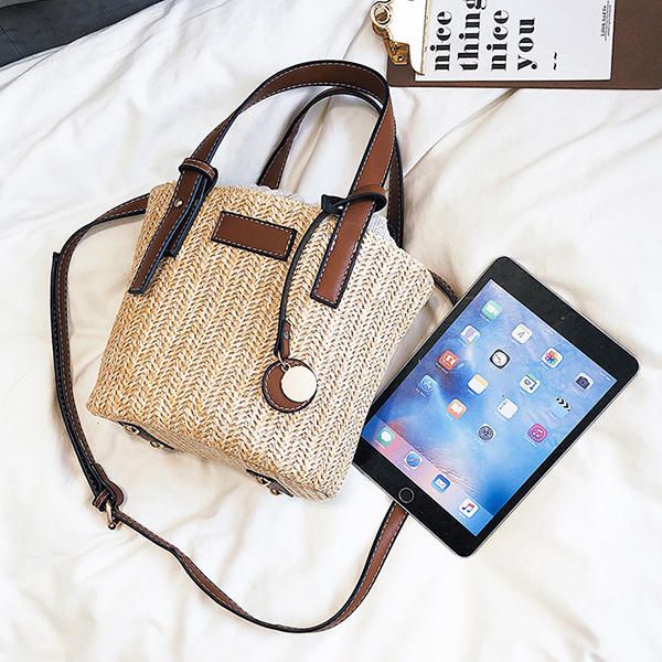 Straw Beach Bag Bucket Handbag Shoulder For Women