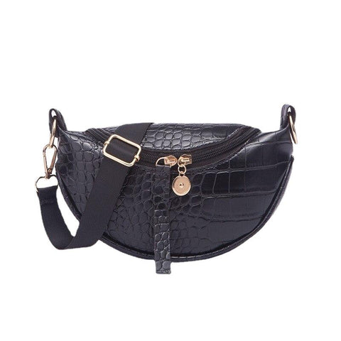 Casual Waterproof Women's Zippered Leather Waist Packs With Adjustable Belt