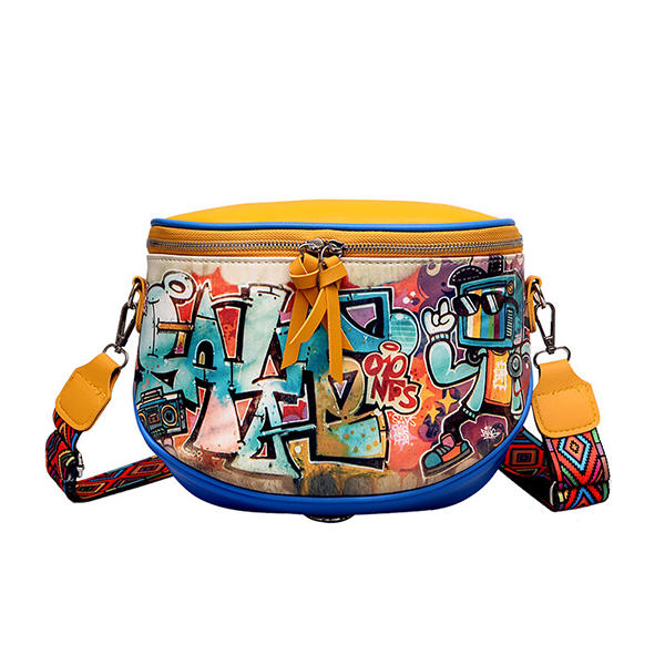 Women Fashion Multi-carry Bag Hip-Hop Graffiti Colorful Crossbody