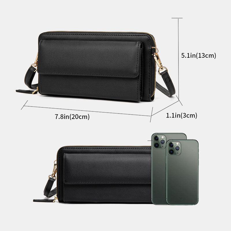 Women PU Leather Multifunction RFID Anti-Theft 6.5 Inch Touch Screen Phone Bag 16 Card Slots Crossbody