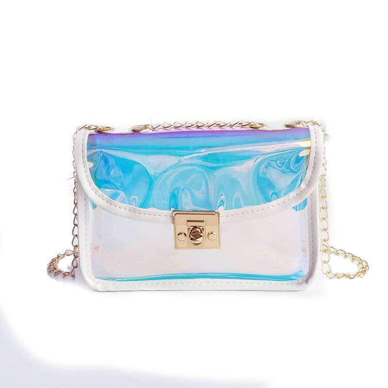 Casual Women's Transparent Square Chain Bag With Semicircular Lock