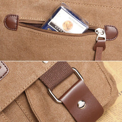 Men's Retro Canvas Crossbody Bag with Double Front Pockets - Large Capacity Shoulder Messenger Bag