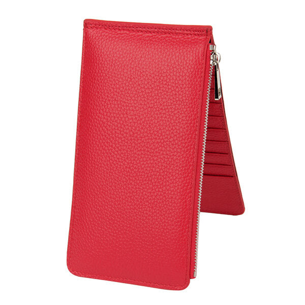 Men Women RFID Genuine Leather Long Wallet Credit Card Holder Zipper