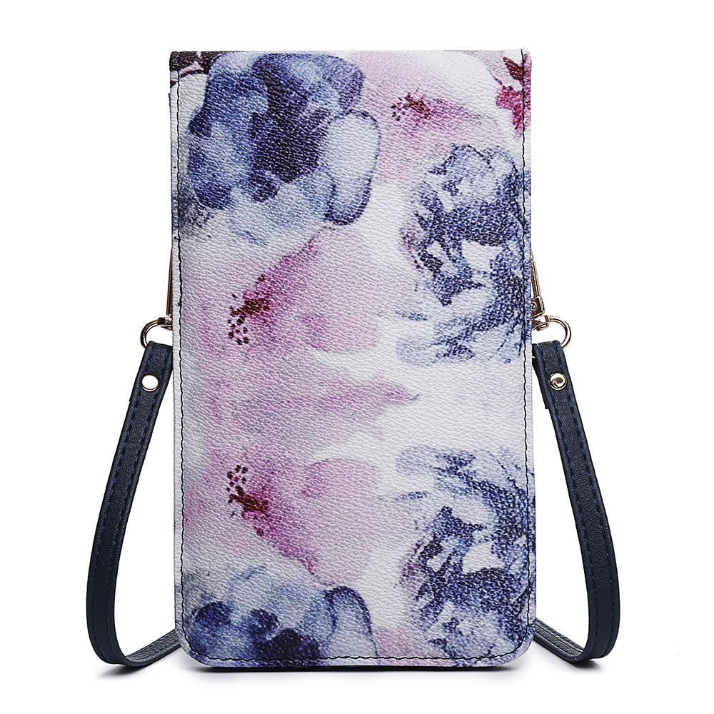 Women Casual Multi-Color Flower National Card Holder Phone Bag Crossbody