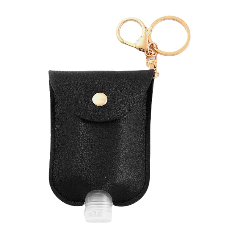 Women Faux Leather Casual Portable Hand Sanitizer Bottle Keychain Travel Pendant Bag Accessory