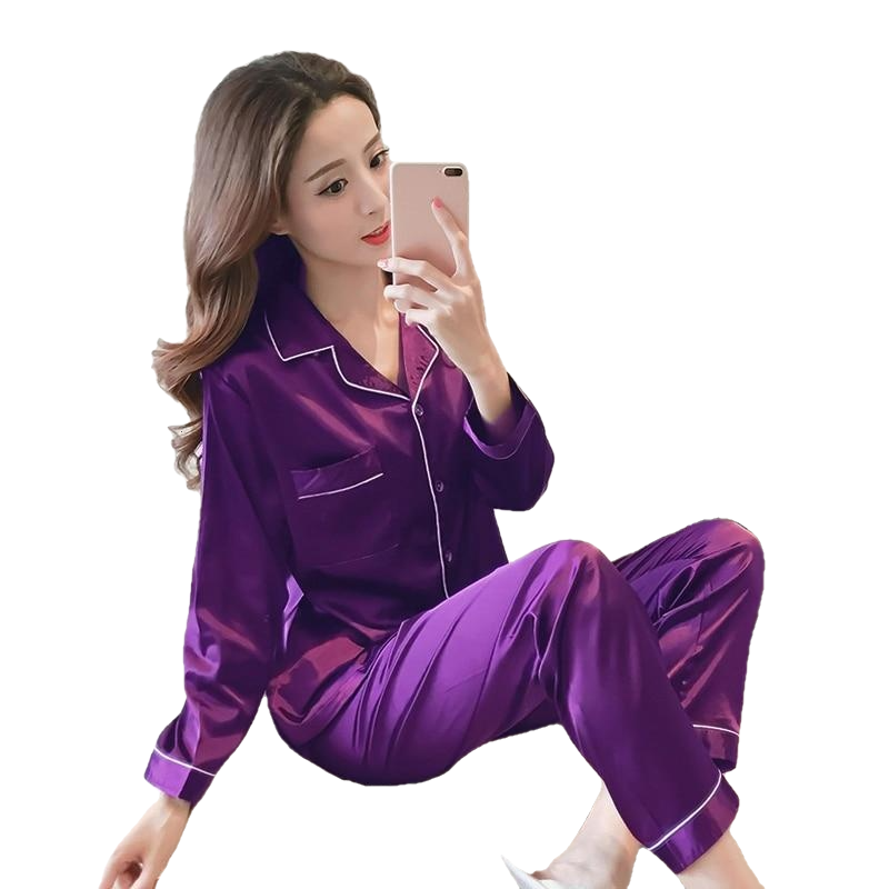 Women's Silk Satin Sleepwear Set - Couple's Two-Piece Pajamas
