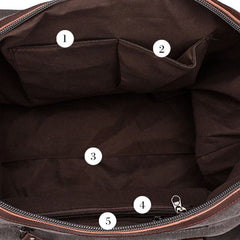 Men's Canvas PU Leather Multi-Pocket Travel Duffle Shoulder Bag