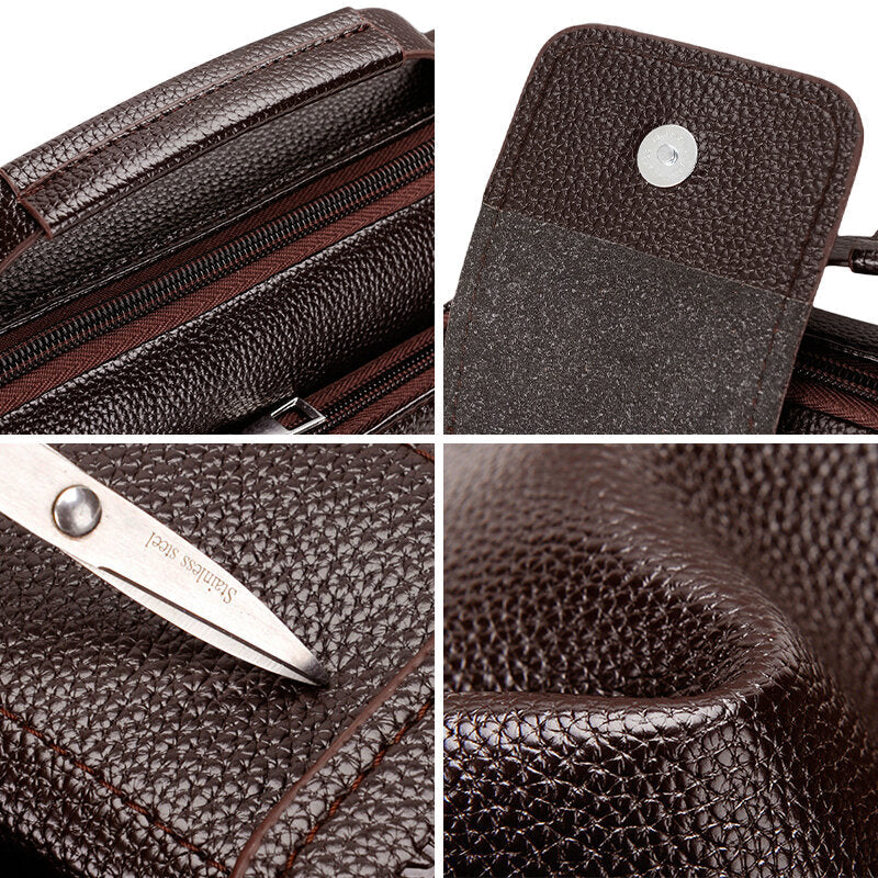 Men's Vintage Leather Crossbody Bag - Large Capacity, Durable, Multifunctional Business Briefcase