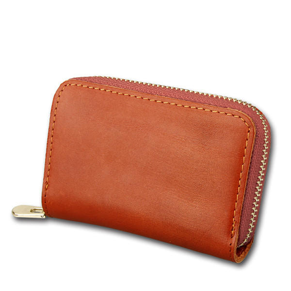 Genuine Leather Card Holder Portable Zipper Short Purse Wallets Coin Bags