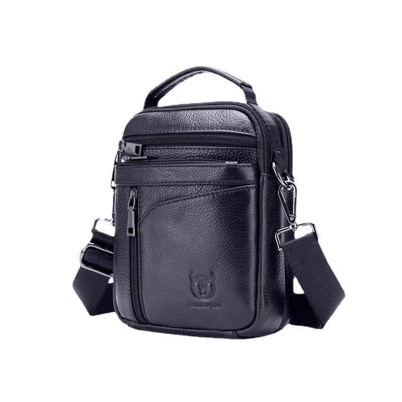 Men's Genuine Leather Anti-theft Crossbody Bag with Multi-pocket Functionality