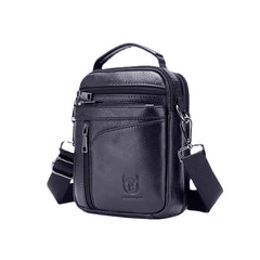 Men's Genuine Leather Anti-theft Crossbody Bag with Multi-pocket Functionality