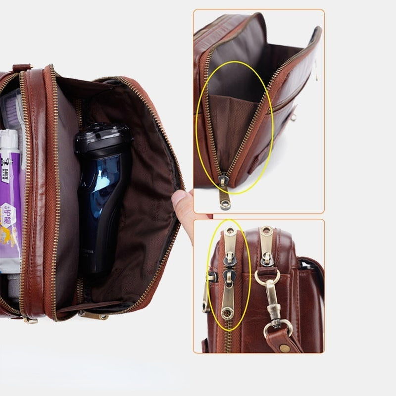 Men's Genuine Leather Large Capacity Business Clutch Bag for Office