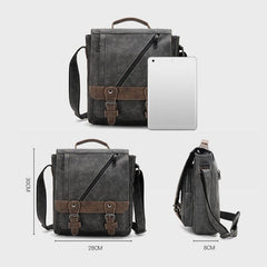 Men's Vintage PU Leather Waterproof Crossbody Shoulder Bag - Large Capacity